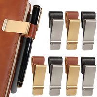 1pcs Leather Metal Stainless Steel Pen Holder Notebook Clip For Journal Notebook Paper Folder Writing Office Supplies Accessory