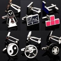 Personality Mens Cufflinks Yinyang Steering Wheel Tire Penguin Math Cuff Links Sleeve Button Formal Tuxedo Shirts Business Gift