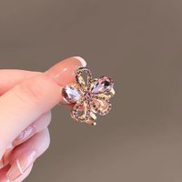 Purple Crystal Rhinestone Flower Hair Grip High-end Top Clip Mini Side Bang Clip Princess Hair Clip Women's Hair Accessories
