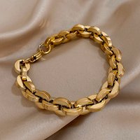 Chunky Stainless Steel Thick Chain Bracelets for Women Men Fashion Punk Gold Plated Cuban Chain Bracelet Jewelry Party Gifts