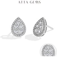 Attagems Teardrop Shape Earrings Moissanite DVVS1 Round Cut 925 Sterling Silver Gold Plated For Women Wedding Party Jewelry Gift