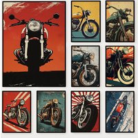 AliExpress NONE Minimalist Vintage Motorcycle Poster Vintage Cool Moto Bike Print Canvas Painting Wall Art for Garage Room Home Decor Biker Gift