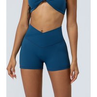 Women Cross Waist Pilates Gym Fitness Yoga Shorts Tight Butt Lifting Outdoor Running Dance Cycling Elastic Sport Shorts
