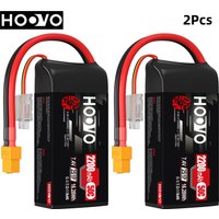 HOOVO 2S 7.4 V Lipo Battery 2200 mAh 50C SoftCase Short Pack RC Lipo Battery with XT60 Plug for 1:16 RC Car Helicopter Airplane