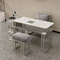 Tables Light Professional Luxury Silver Salon Nail Furniture for Beauty Salon Manicure Table and Chair Set with Vacuum Cleaner