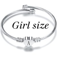 Cute Kids Initial Alphabet Letter Bracelet Bangle Stainless Steel Children Jewelry Cuff Heart Charm Bangles Little Girl Gift image 4