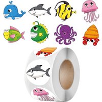 50-500pcs Cartoon Shark Sticker for Kids 8 Designs Whale Reward Sticker for Birthday Party Gift Decoration Encourage Sticker