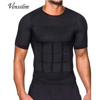 Kompression Abnehmen T-shirt Männer Body Shaper Taille Trainer Fitness Weste Fett Brennen Brust Dünnes Hemd gewicht verlust shapewear