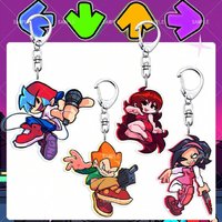 FNF Friday Night Funkin' Double-Sided Acrylic Keychain, Cute Cartoon Character Key Ring, Indie Rhythm Game Fan Merch Gift