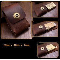 Retro Echtleder Feuerzeughalter Tasche Kraftstofffeuerzeug Lederbezug Hülle Magnet Saugnapf Handgemacht Herren Klassisch