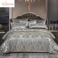 Gray European Luxury Satin Rayon Jacquard Duvet Cover 220x240 2 People Double Bed Quilt Cover Bedding Set Queen King Comforter