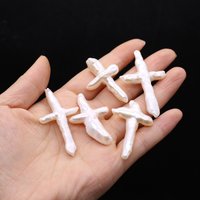 1pc 2x4.5mm Baroque Cross Natural Freshwater Pearl No Hole Loose Beads for DIY Jewelry Making Necklace Bracelet Accessories