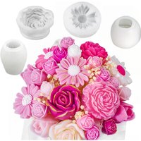 4Flower Candle Mold Set,Used for candle making,Daisy、Peony、Rose、Tulip flower mold,Suitable for soap、Wax、Epoxy resin cast gift fo