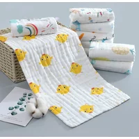1/5pcs Cartoon Pure Cotton Children's Face Towel Soft 6-layer Muslin High-density Water Washed Cotton Baby Towels Random Color