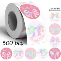 500pcs Laser Bow Thank you Stickers Cartoon Thank You Stickers Label Pink Party Envelope Gift Seal Sticker Label Decal