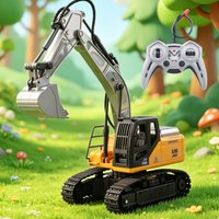 Remote Control Excavator Kids Toy - Alloy Bucket Tracked All-Terrain Electric Model with Simulated Mechanical Arm Gift for Boys