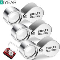 3Pcs/Set Pocket Loupe Magnifier 10X 20X 30X Jewelry Magnifying Glass Foldable Diamond Lupa Triplet Jewelers Eye Glass Tool