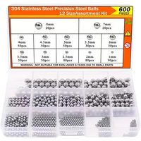 AliExpress NONE 600pcs 12 Sizes Stainless steel precision ball 1-8mm Bicycle bearing ball assembly kit, mixed balls 1mm 2mm 2.5mm 3mm 3.5mm 4mm