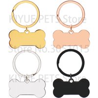10 Pcs Blank Tag Stainless Steel Bone Keychain for DIY Custom Logo Tag Pet Dog Tag Collar Pet Accessoriess Charm