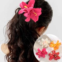 2Pcs/Set Summer Elegant Bohemian Flower Small Hair Clips Faux Flower Side Pins Hairpin Vacation Beach Hair Accessories for Women