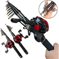 Telescopic Carbon Fiber Fishing Rod Combo 7.2:1 Gear Ratio High Speed Baitcasting Reel and 1.5-2.4M Spinning Sea/Lure Pole Pesca