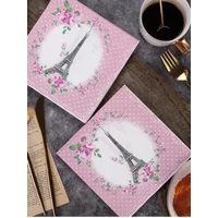 20pcs 2Layer 33cm Eiffel Tower Napkins Pink Rose Tower Dots Paper Meal Mat Party Drawing Paper DIY Decoupage Paper