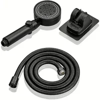 three piece set Adjustable Black Shower Head, High Pressure Water Saving Shower Head With 5 Modes+Wall Mounted Bracket+Hose