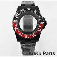 PVD Black Oyster Bracelet 40mm NH35 GMT Case Sapphire Waterproof for NH34 NH35 NH36 NH38 Movement 28.5mm Dial Sub Watch Case