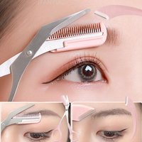2Pcs Crescent Moon Eyebrow Trimmer Set Stainless Steel Curved Women Eyebrow Eyelash Portable Hair Scissors with Comb Makeup Tool