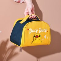Cute Duck Lunch Bag Thermal Insulated Canvas Lunch Box Tote with Zipper, Reusable Waterproof Food Container Bag Work, Picnic