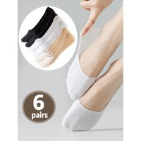 6 pairs of women's anti odor and sweat absorbing pure cotton boat socks, spring and summer thin anti slip invisible socks