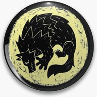 Woodcut Werewolf - Yellow Moon Pin Buttons Brooches Jewelry Accessory Customize Brooch Fashion Lapel Badges
