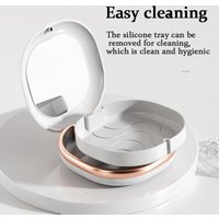 Portable Denture Case with Mirror Compact & Stylish Retainer Box for Braces Mouth Guards Orthodontic Retainers Travel-Friendly