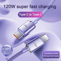 120W Cable Super Fast Charging Dual Type-C Charging Cable PD 6A Braided Quick Charge Data Cord For iPhone17 Xiaomi OPPO Samsung