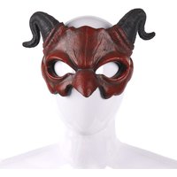 Halloween Half Face PU Horn Devil Mask Cosplay Mask Carnival Party Props Stage Show Accessories