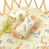 HappyFlute 100% Cotton Baby Muslin Swaddle Animal Print Baby Blanket Baby Wrap 120*110CM