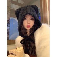 AliExpress MAZIAO Women Winter Warm Cute Beanie with Bear Era Decoration,Outdoor Leisure Cycling Knitt Thick Fluffy Skull Cap for Holiday Travel