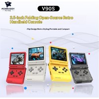 Powkiddy V90s Open Source Flip Handheld Game Console With 20+ Emulators Psp Ps1 N64 Nds Retro Nostalgic Foldable Arcade Player