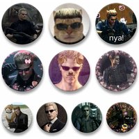 Albert Wesker Funny Icon Badge Handmade Round Snap-in Brooch for Backpack Clothes Chest Ornament Jewlery Pins Game Lover Gifts