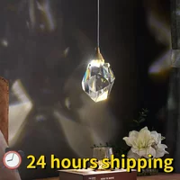 Nordic Copper Crystal Pendant Lights Luxury Simple Bedroom Bedside Living Room Chandelier Lamp Creative Restaurant Bar Lighting