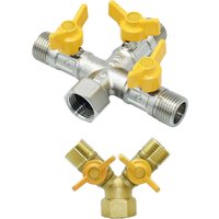 Brass 1/2 Female to 1/2 Male Thread Hose Splitter Connector Valve Copper Repair Fittings Metal Threaded Water Pipe Coupler
