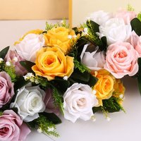 Elegant Polyester Fabric Artificial Rose Flower Simulation Hand Holding Flower Ball Simulation Flowers Wedding Decor