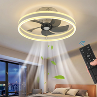 LED-Deckenventilator mit Licht und Fernbedienung, dimmbare Deckenlampe mit Ventilator für Schlafzimmer, Wohnzimmer, Küche, Esszimmer, 6 Windgeschwindigkeiten, geräuscharm, L x B 50 cm
