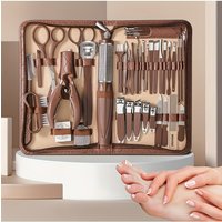 42pcs Set Brown Stainless Steel Nail Clipper Set Anti Splash Manicure Tools Home Portable Beauty Kit Foot Trimming Knife