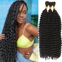 Boho Hair for Braiding 20In Deep Wave Bulk Hair for Boho Braids Crochet Braiding Hair Synthetic Curly Hair Bundles Bohemian