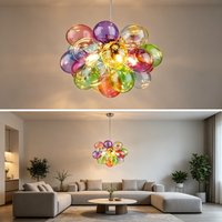 LED Balloon Chandelier Colorful Glass Ball Bubble Ceiling Lamp for Living Room Bedroom Home Decoration Hanging Light New