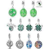 Silver-Plated Detailed Tree of Life Charm Beads Fit Original Bracelets Bag Keychain Pendant Diy Women Jewelry Gift