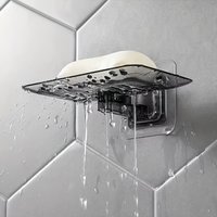 1pc Transparent Wall Mounted Soap Dish With Draining Rack,No Punching,for bathroom organization and storage.traceless soap dish