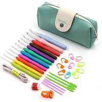 12/37pcs Ergonomic Crochet Hook Set Extra Long Kit Crochet Needles Knitting Crochet Tricot Accessories For Beginners Comfortable