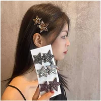 Rhinestone Pentagram Hair Clips Bangs Hairpin Headdress Sweet Cute Hair Side Clip Back Head Broken Hair Organizer Style Hairpins